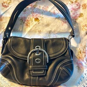 Coach Black leather soho buckle flap